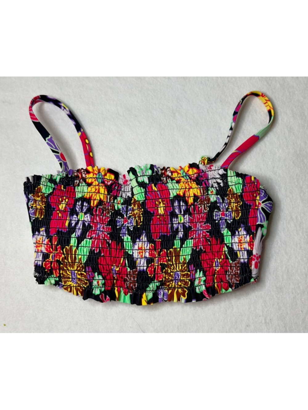 Women's Floral Smocked Bikini Top / Bandeau Swim Top G00121